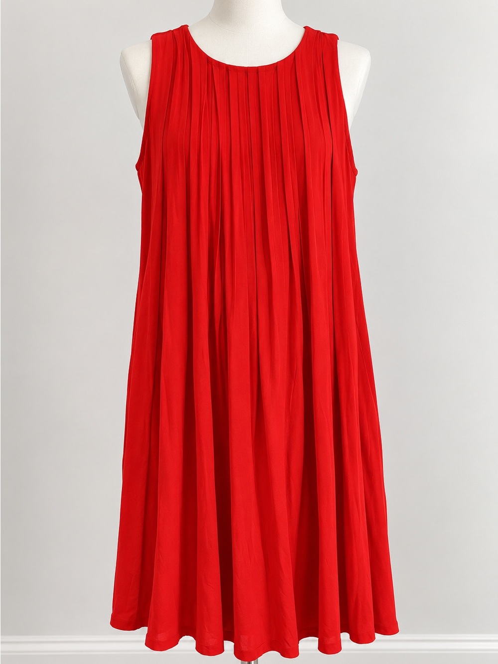 Calvin Klein Sleeveless Red Pleated Swing Dress